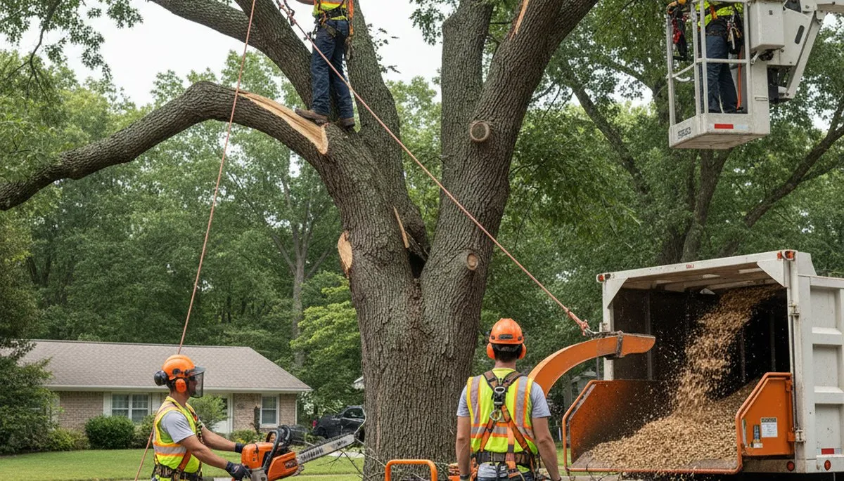 Emergency tree service crew clearing storm-damaged fallen trees in Columbia, MO