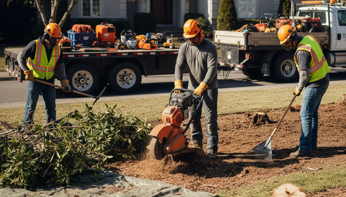 Arbor Tree Care removing overgrown shrubs in Columbia, MO for safe, efficient shrub removal services