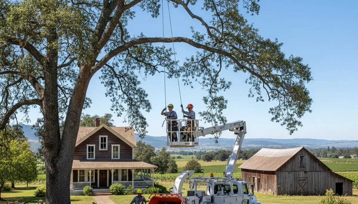 Tree service crew in Columbia, MO performing professional tree removal for a local property