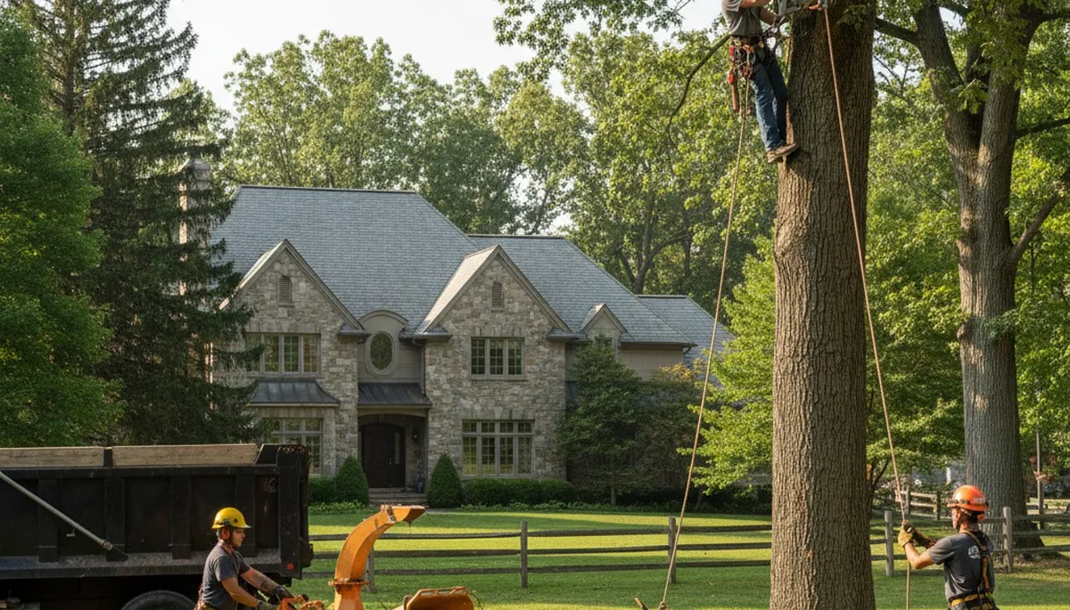Tree service crew in Columbia, MO removing a tree for safe, professional property cleanup