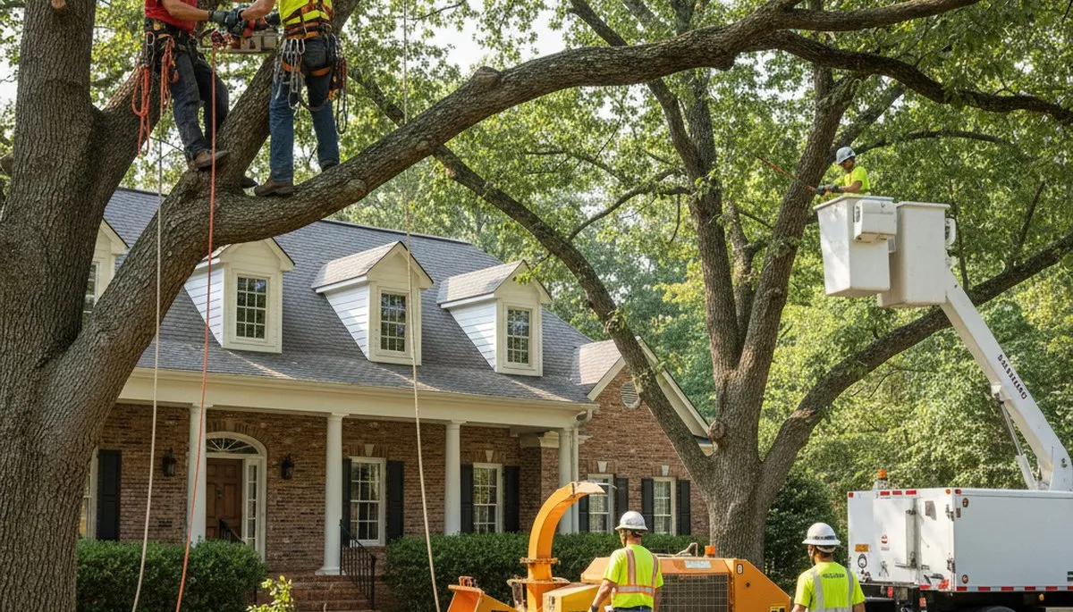 Tree service crew in Columbia, MO providing professional tree removal and trimming for local properties